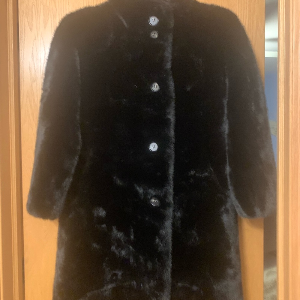 Elegant Black Faux Fur Coat